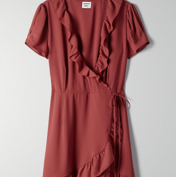 Aritzia Sunday best ruffle wrap dress - Picture 2 of 8